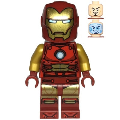 sh0910 Iron Man - Dark Red and Gold Armor, Round Arc Reactor, Pearl Gold Arms, One Piece Helmet