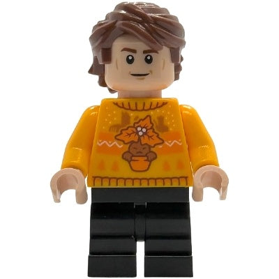 hp596 Cedric Diggory - Bright Light Orange Holiday Sweater, Black Medium Legs