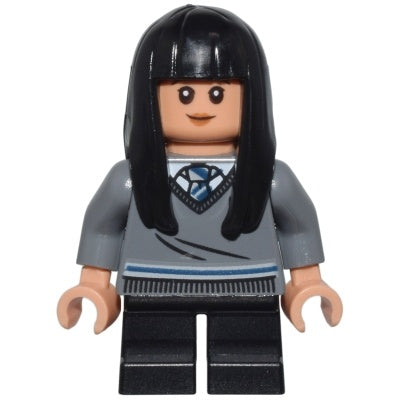 hp263b Cho Chang - Dark Bluish Gray Ravenclaw Sweater with Crest, Black Short Legs, Hard Plastic Hair