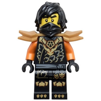 njo1038 Cole - Dragons Rising, Tunic with Dragon Head, Hair, Wide Pearl Gold Shoulder Armor