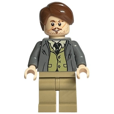 hp157 Professor Remus Lupin - Dark Bluish Gray Jacket, Olive Green Vest