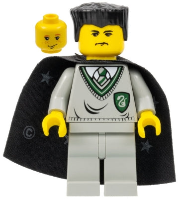 hp027 Vincent Crabbe - Light Gray Slytherin Sweater and Legs, Black Cape with Stars, Black Flat Top (Ron Weasley Transformation)