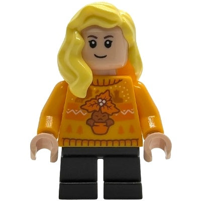 hp592 Hannah Abbott - Bright Light Orange Holiday Sweater, Black Short Legs