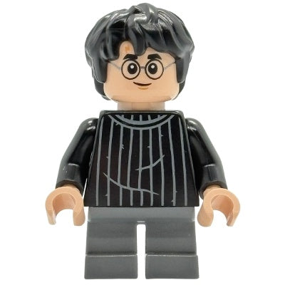 hp538 Harry Potter - Black Striped Sweater, Dark Bluish Gray Short Legs