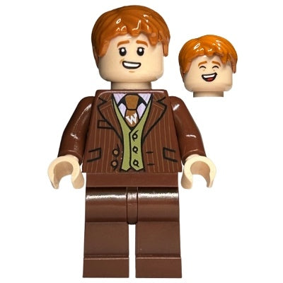 hp251 George Weasley - Reddish Brown Suit, Dark Orange TIE, Smiling/Laughing Head