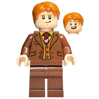 hp252 Fred Weasley - Reddish Brown Suit, Dark Red TIE, Grin/Smiling Head