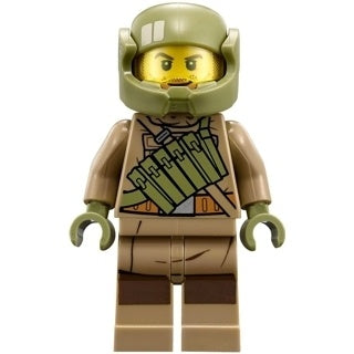 sw0892 Resistance Trooper - Dark Tan Hoodie Jacket, Ammo Pouch, Stubble, Helmet with Chin Guard
